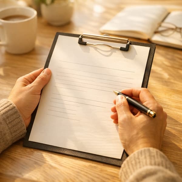 Hands reviewing a financial planning document